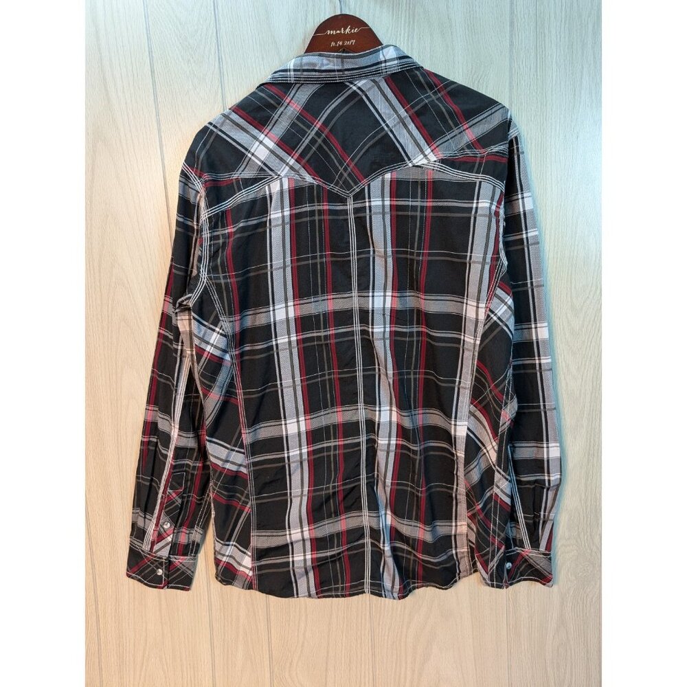 BKE Buckle Shirt Mens Large Black Pearl Snap Athletic Fit Western Cowboy Plaid - Picture 4 of 7
